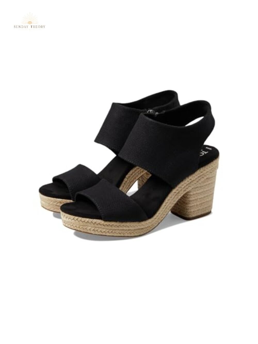 Women's Platform Heel Sandals with Ankle Strap, Round Toe, Textile Upper